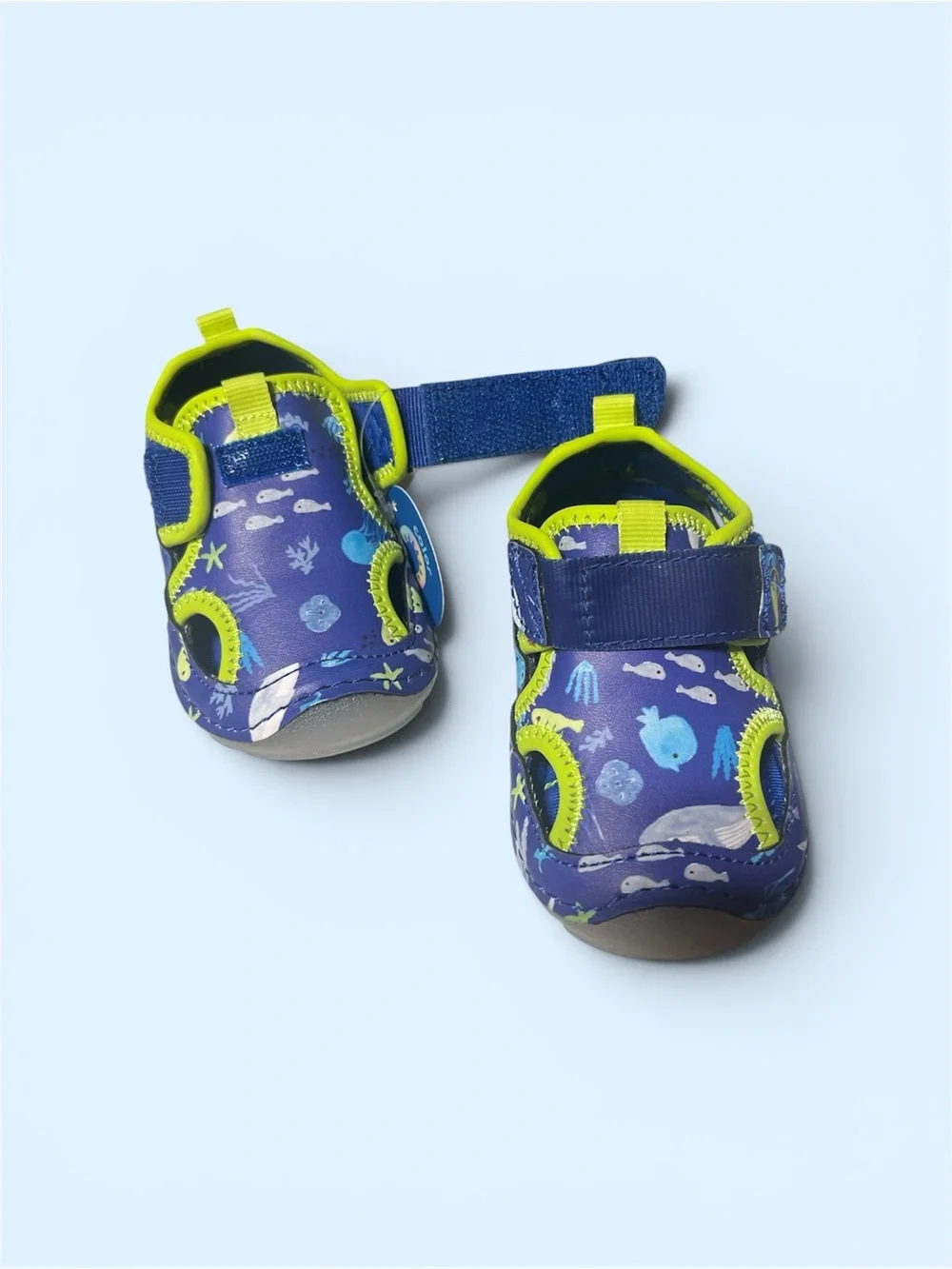 Stride Rite Navy & Lime Ocean Print Kids Water Shoes